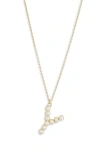 Meshmerise Imitation Pearl Initial Pendant Necklace In Yellow-y