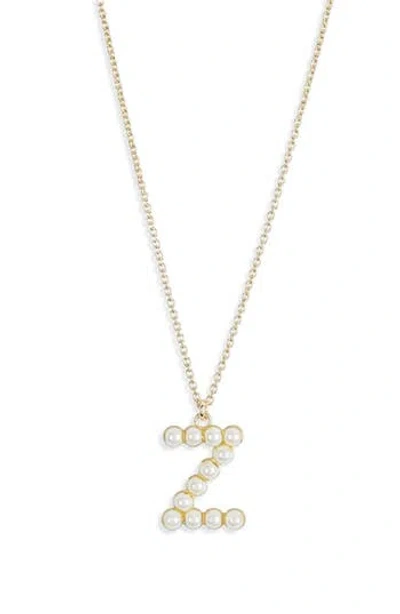 Meshmerise Imitation Pearl Initial Pendant Necklace In Yellow-z