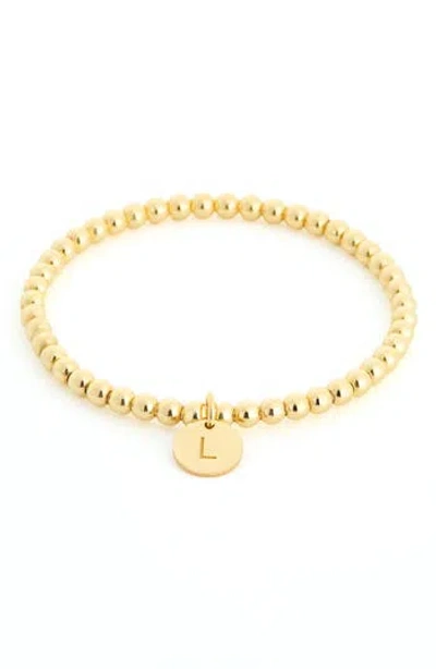 Meshmerise Initial Charm Ball Stretch Bracelet In Brown