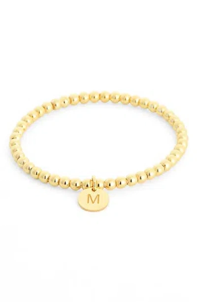 Meshmerise Initial Charm Ball Stretch Bracelet In Brown