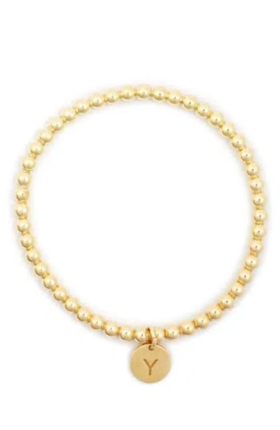 Meshmerise Initial Charm Ball Stretch Bracelet In Gold