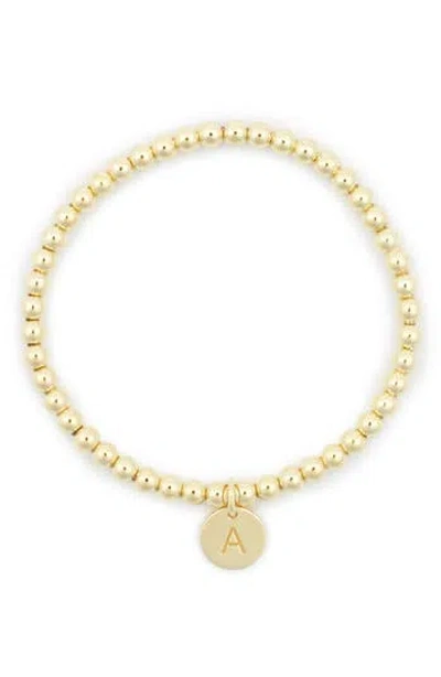 Meshmerise Initial Charm Ball Stretch Bracelet In Yellow-a
