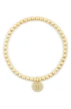 Meshmerise Initial Charm Ball Stretch Bracelet In Yellow-b