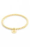 Meshmerise Initial Charm Ball Stretch Bracelet In Yellow-d