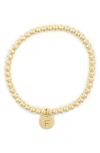 Meshmerise Initial Charm Ball Stretch Bracelet In Yellow-f
