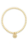Meshmerise Initial Charm Ball Stretch Bracelet In Yellow-h
