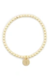 Meshmerise Initial Charm Ball Stretch Bracelet In Yellow-i