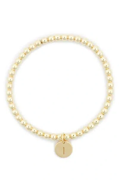 Meshmerise Initial Charm Ball Stretch Bracelet In Yellow-i