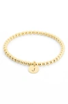 Meshmerise Initial Charm Ball Stretch Bracelet In Yellow-j