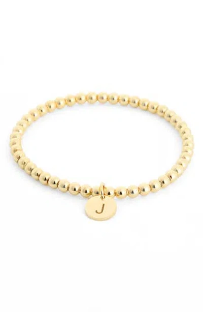 Meshmerise Initial Charm Ball Stretch Bracelet In Yellow-j