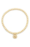 Meshmerise Initial Charm Ball Stretch Bracelet In Yellow-n