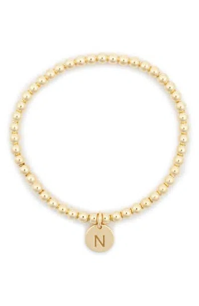 Meshmerise Initial Charm Ball Stretch Bracelet In Yellow-n