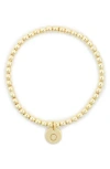 Meshmerise Initial Charm Ball Stretch Bracelet In Yellow-o