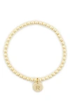 Meshmerise Initial Charm Ball Stretch Bracelet In Yellow-r