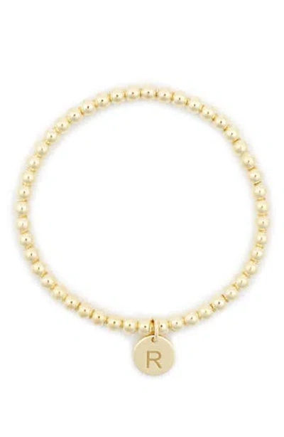 Meshmerise Initial Charm Ball Stretch Bracelet In Yellow-r