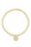 Meshmerise Initial Charm Ball Stretch Bracelet In Yellow-s