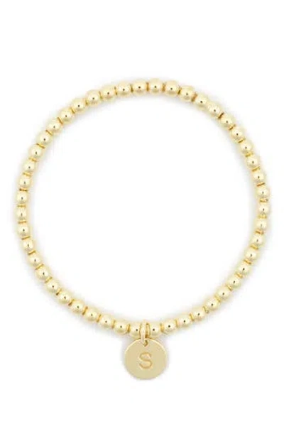 Meshmerise Initial Charm Ball Stretch Bracelet In Yellow-s