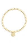 Meshmerise Initial Charm Ball Stretch Bracelet In Yellow-t