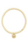 Meshmerise Initial Charm Ball Stretch Bracelet In Yellow-w