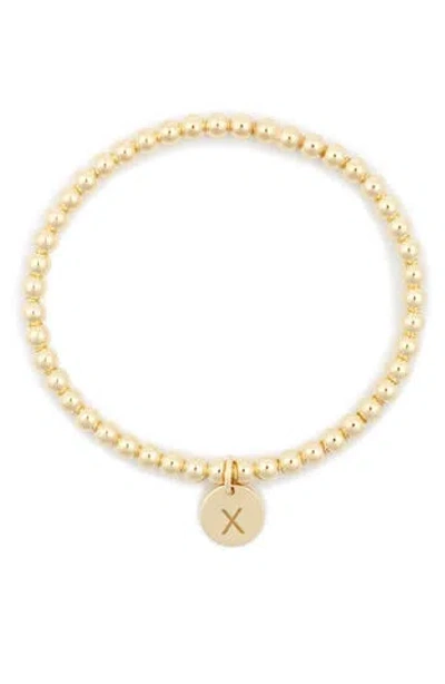 Meshmerise Initial Charm Ball Stretch Bracelet In Yellow-x