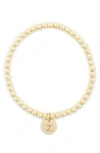 Meshmerise Initial Charm Ball Stretch Bracelet In Yellow-z