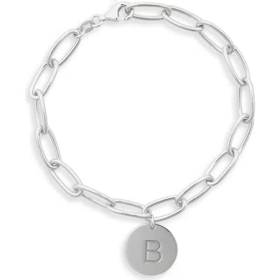 Meshmerise Initial Disc Charm Bracelet In Metallic
