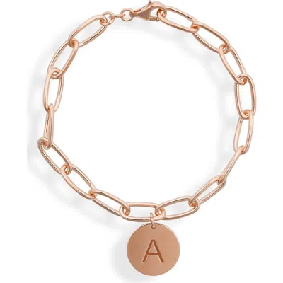 Meshmerise Initial Disc Charm Bracelet In Gold