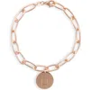 Meshmerise Initial Disc Charm Bracelet In Rose-d