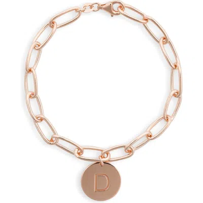 Meshmerise Initial Disc Charm Bracelet In Rose-d