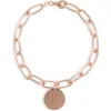 Meshmerise Initial Disc Charm Bracelet In Rose-f