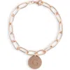 Meshmerise Initial Disc Charm Bracelet In Rose-g
