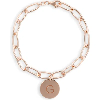 Meshmerise Initial Disc Charm Bracelet In Rose-g