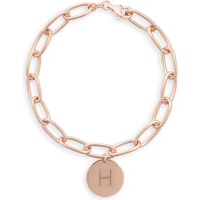 Meshmerise Initial Disc Charm Bracelet In Rose-h