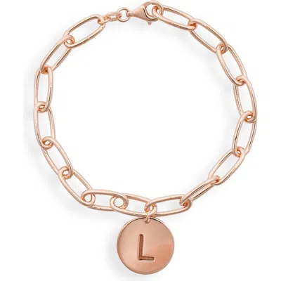 Meshmerise Initial Disc Charm Bracelet In Rose-l