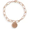 Meshmerise Initial Disc Charm Bracelet In Rose-m