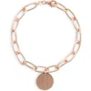 Meshmerise Initial Disc Charm Bracelet In Rose-n