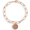 Meshmerise Initial Disc Charm Bracelet In Rose-o