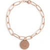 Meshmerise Initial Disc Charm Bracelet In Rose-q