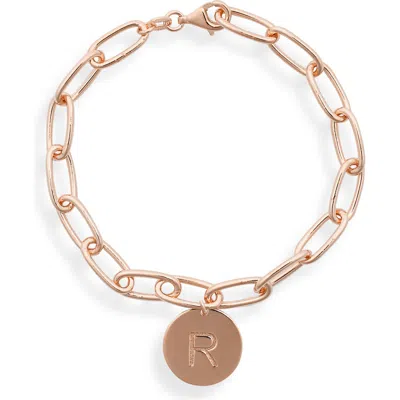 Meshmerise Initial Disc Charm Bracelet In Rose-r