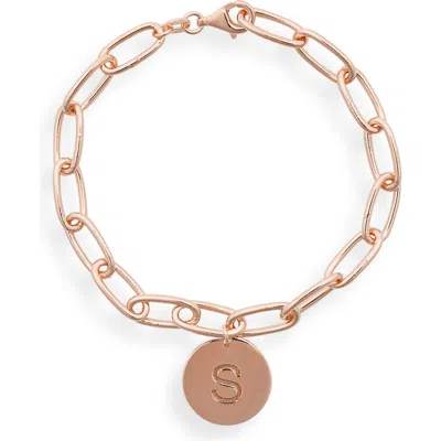 Meshmerise Initial Disc Charm Bracelet In Rose-s