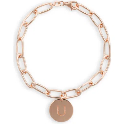 Meshmerise Initial Disc Charm Bracelet In Pink