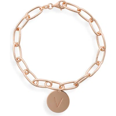 Meshmerise Initial Disc Charm Bracelet In Rose-v