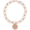 Meshmerise Initial Disc Charm Bracelet In Rose-w