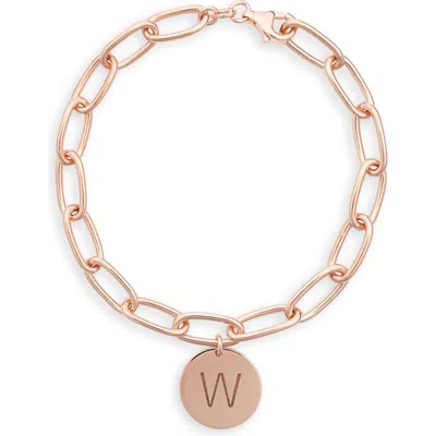 Meshmerise Initial Disc Charm Bracelet In Rose-w