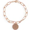 Meshmerise Initial Disc Charm Bracelet In Rose-x
