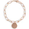 Meshmerise Initial Disc Charm Bracelet In Rose-y