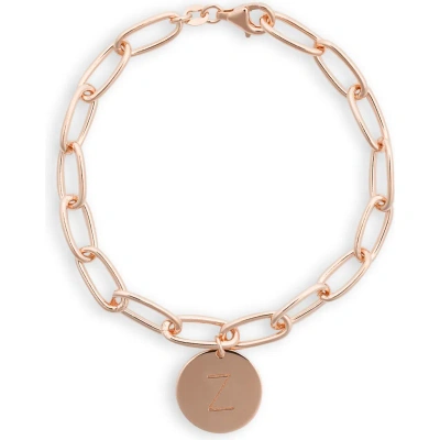 Meshmerise Initial Disc Charm Bracelet In Rose-z