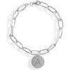 Meshmerise Initial Disc Charm Bracelet In White-a