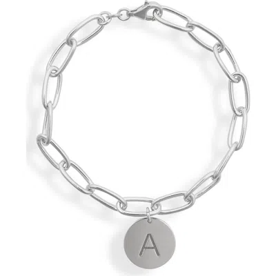 Meshmerise Initial Disc Charm Bracelet In White-a