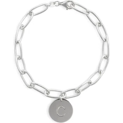 Meshmerise Initial Disc Charm Bracelet In White-c